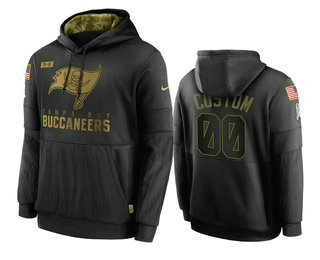 Men's Tampa Bay Buccaneers Black 2020 Customize Salute to Service Sideline Therma Pullover Hoodie